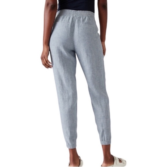 Athleta retreat Linen Jogger pants chambray blue size 4 - Picture 2 of 2